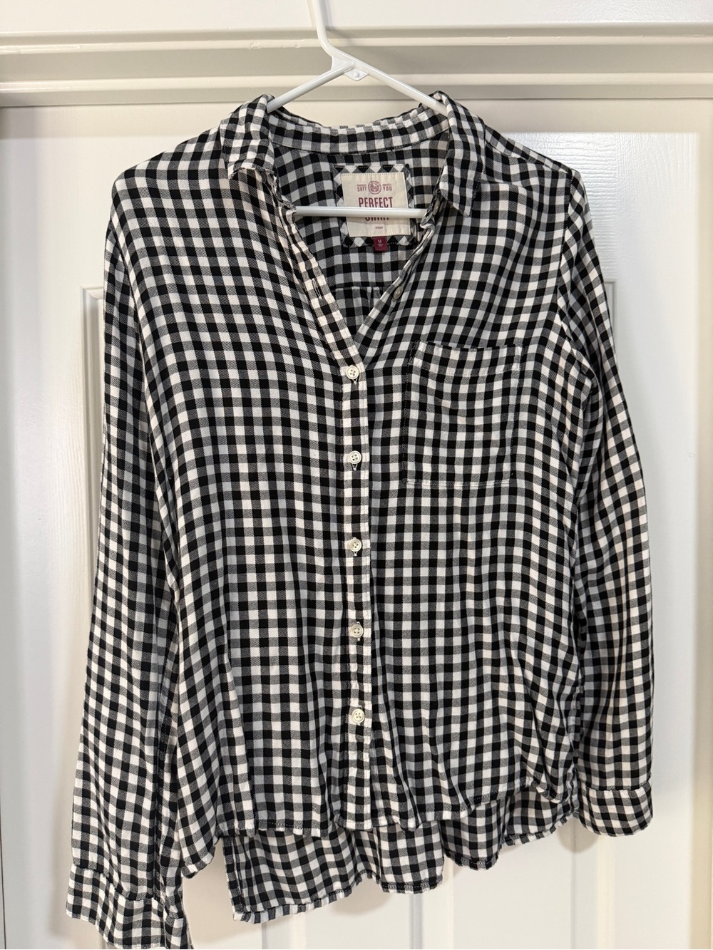 SO Black and White Gingham Button-Down Shirt